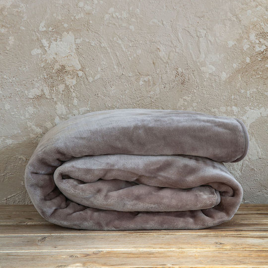 Nima Coperta Κουβέρτα Βελουτέ Υπέρδιπλη 240x260εκ. Cigar Beige