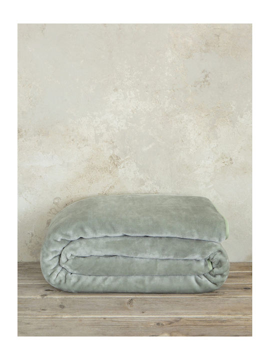 Nima Coperta Blanket Velvet Queen 240x260cm. Sage Green