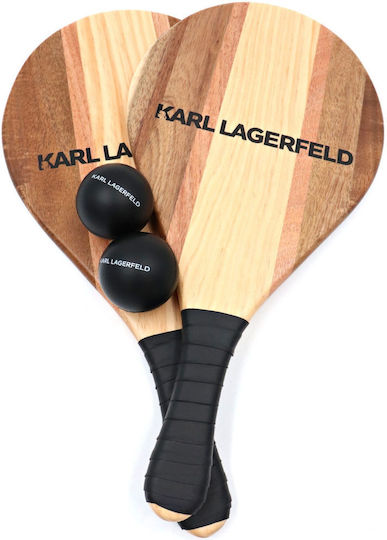 Karl Lagerfeld Σετ Ρακέτες Παραλίας Μπεζ με Μπαλάκι