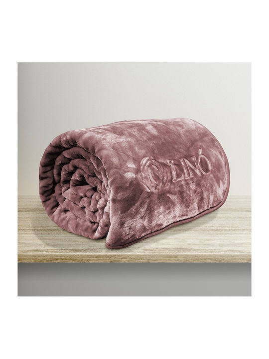 Lino Home Vellut Κουβέρτα Βελουτέ Υπέρδιπλη 220x240εκ. Eng.Rose