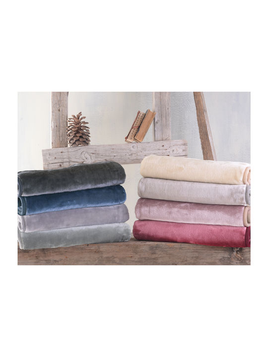 Rythmos Velours Decke Bordeau Moné 160x220cm Silber