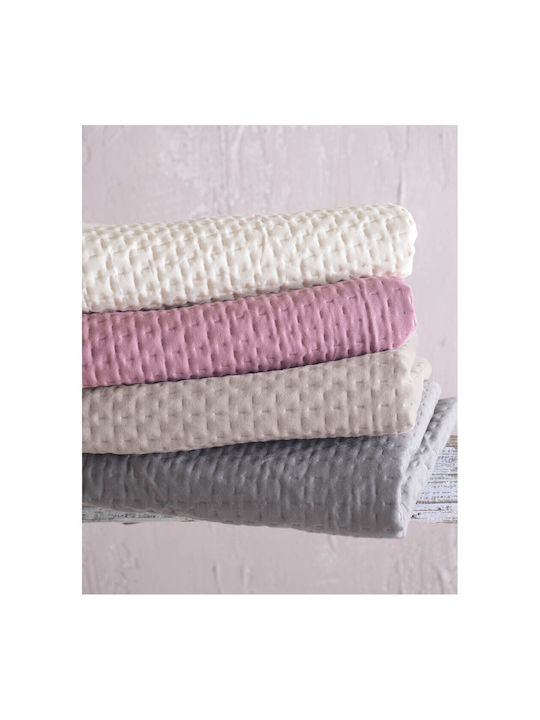 Rythmos Allure Set Coverlet Queen Size Microfiber Ecru 220x240cm 3pcs