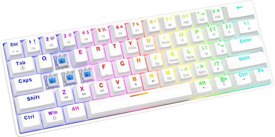Savio WHITEOUT X2 Gaming Μηχανικό Πληκτρολόγιο 60% με Outemu Blue διακόπτες και RGB φωτισμό (Αγγλικό US) Λευκό