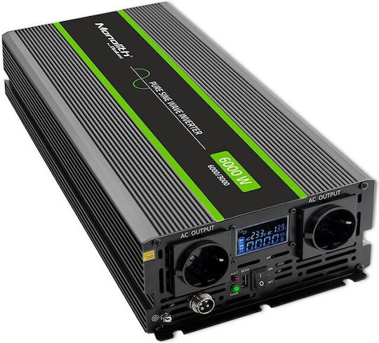 Qoltec Inverter für Autos Reine Sinuswelle 3000W zur Umwandlung von 12V DC in 230V AC mit 1xUSB