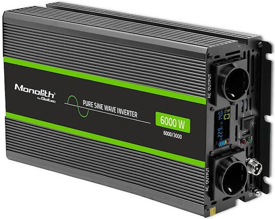 Qoltec Inverter für Autos Reine Sinuswelle 3000W zur Umwandlung von 12V DC in 230V AC mit 1xUSB