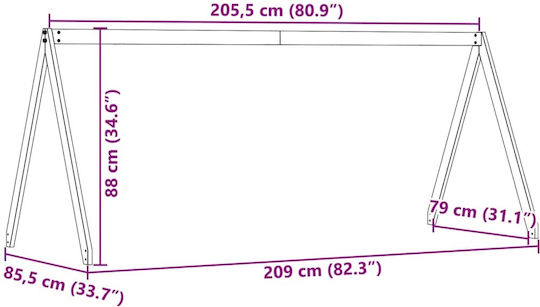 Беседка Легло Кафяв 209x85.5x88см