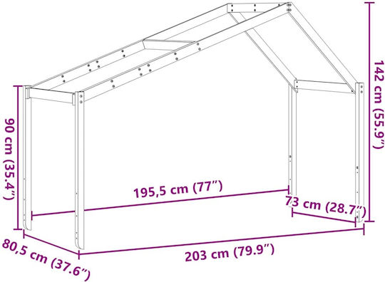 Bettgestell Bett Braun 203x80.5x142cm