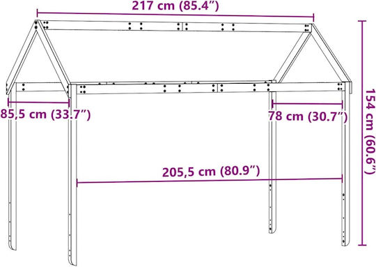 Bettgestell Bett Weiß 217x85.5x154cm