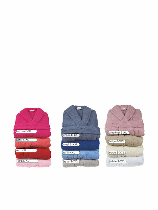 Flamingo 73 Damen Bademantel mit Halsband Koralle 450g/m²