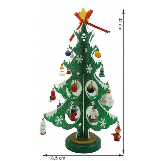 Christmas Decorative Wood Tree 33cm Green