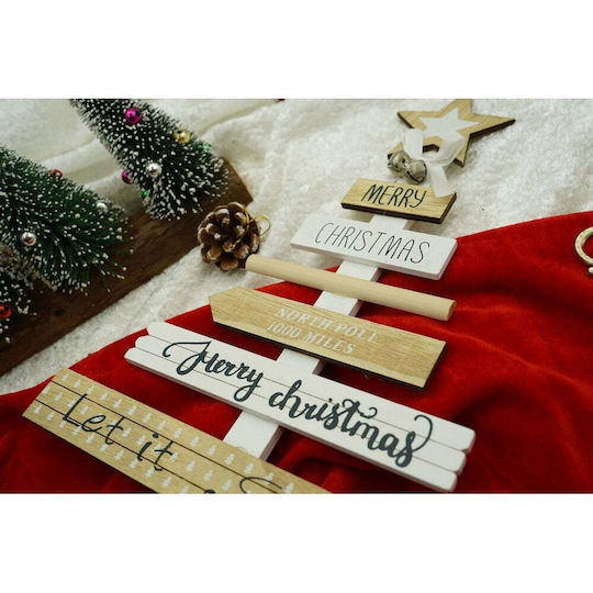 Christmas Decorative Wood Tree 36cm White