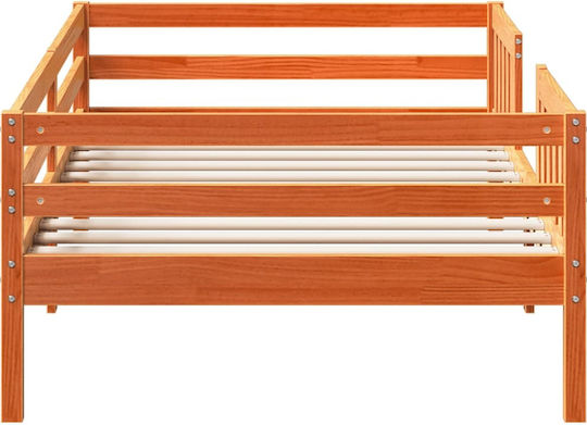 Kinderbett Klassisch Einzeln Braun für Matratze 75x190cm