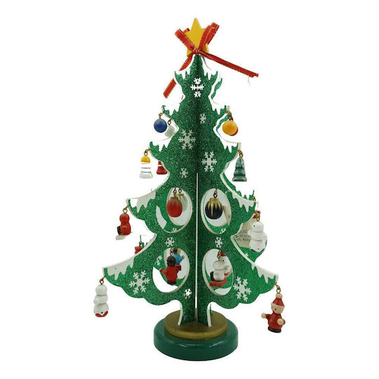 Christmas Decorative Wood Tree 33cm Green