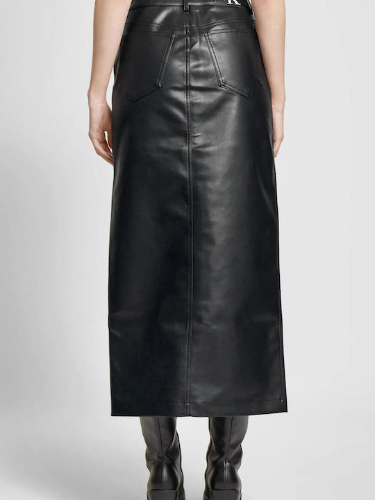 Calvin Klein Leather Maxi Skirt Black