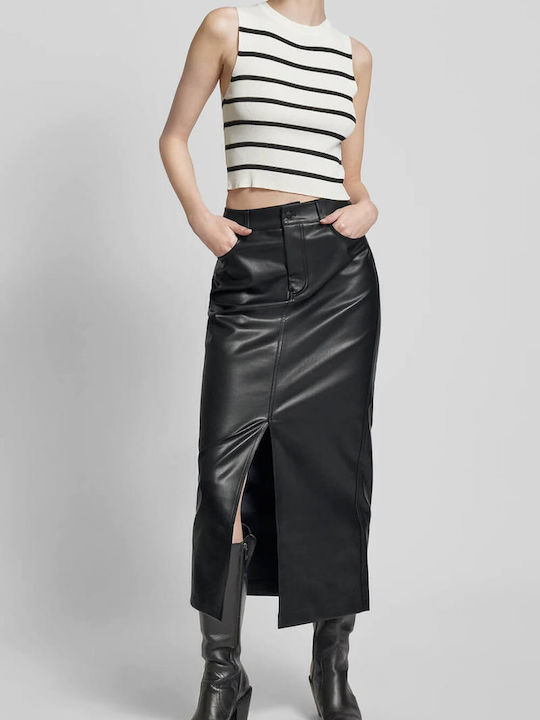 Δερμάτινη Pencil Maxi Φούστα Black