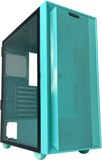 ProGaming Pro Gaming Jungle Mini Tower Computer Case with Side Window and ARGB Lighting Turquoise