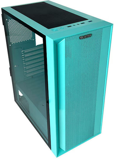 ProGaming Pro Gaming Jungle Mini Tower Computer Case with Side Window and ARGB Lighting Turquoise