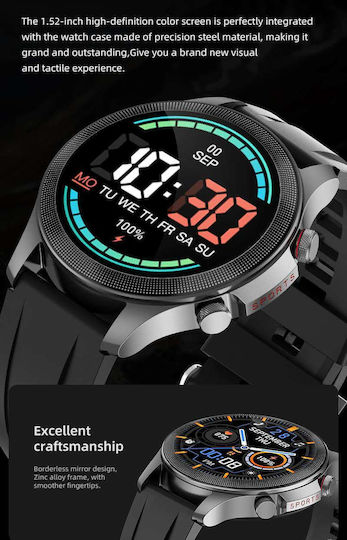 ZW26 51mm Smartwatch με Παλμογράφο (Μαύρο)