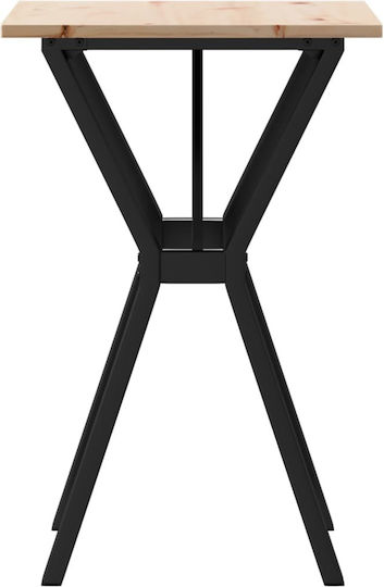 Square Dining Room Table from Solid Wood and Metal Brown 50x50x75cm
