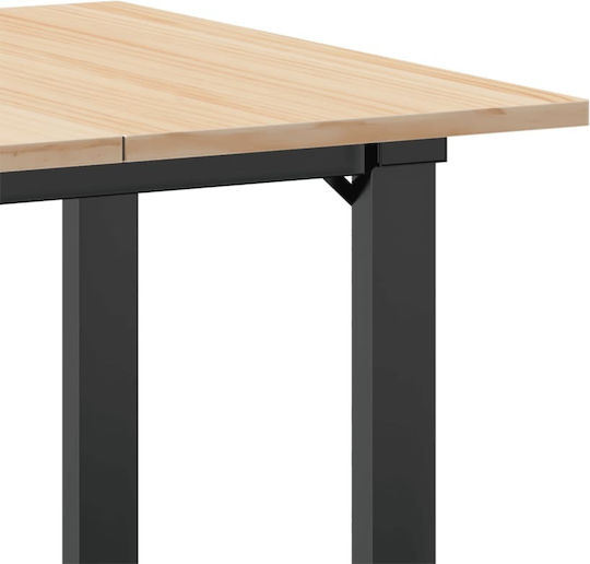 Pătrat Masă Sala de mese din Lemn Masiv & Metal Maro 60x60x75buc