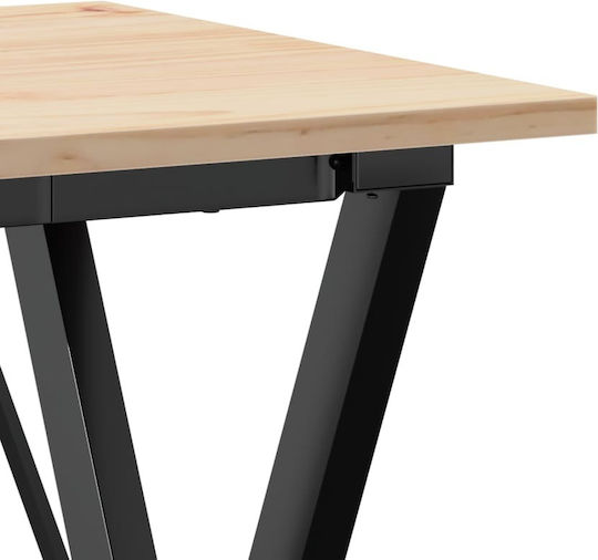 Square Dining Room Table from Solid Wood & Metal Brown 50x50x75cm