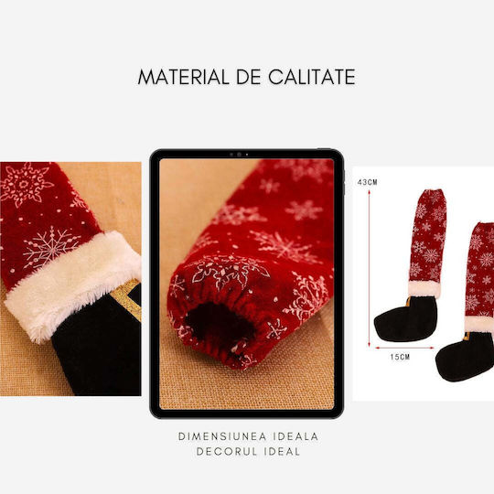 Set 4 sockenförmige Stuhlschmuck Flippy Weihnachtsthema Textil Polyester Material 15 x 43 cm Rot