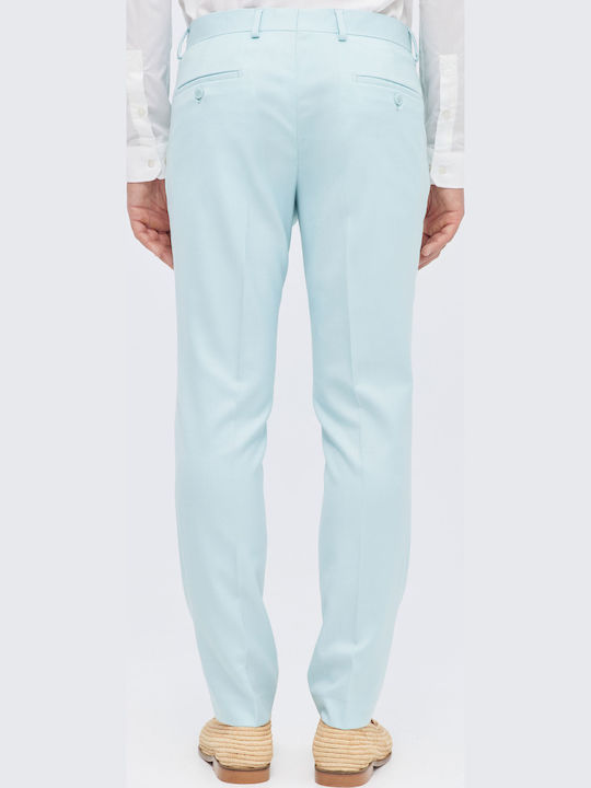 Pantaloni Elastic cu Croială Slim Albastru deschis