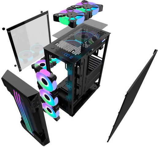 ProGaming Gaming Zerg Midi Tower Κουτί Υπολογιστή με Πλαϊνό Παράθυρο και ARGB Φωτισμό Μαύρο