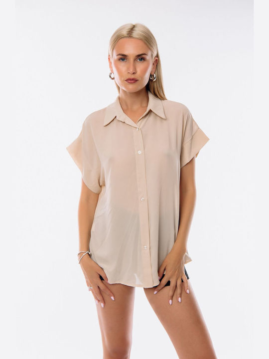 Dress Up Women's Short Sleeve Shirt Beige