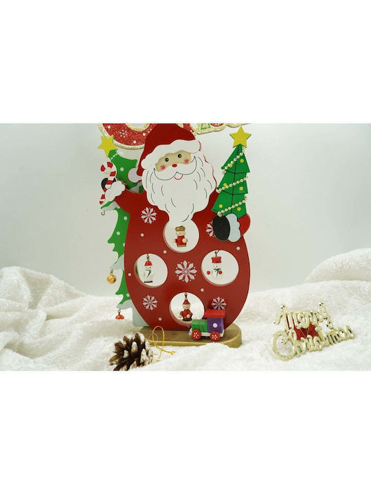 Decorativ Moș Crăciun Roșuς din Lemn 24.5x18cm.