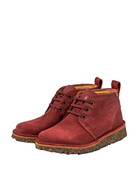 El Naturalista Leather Women's Ankle Boots Platform Red