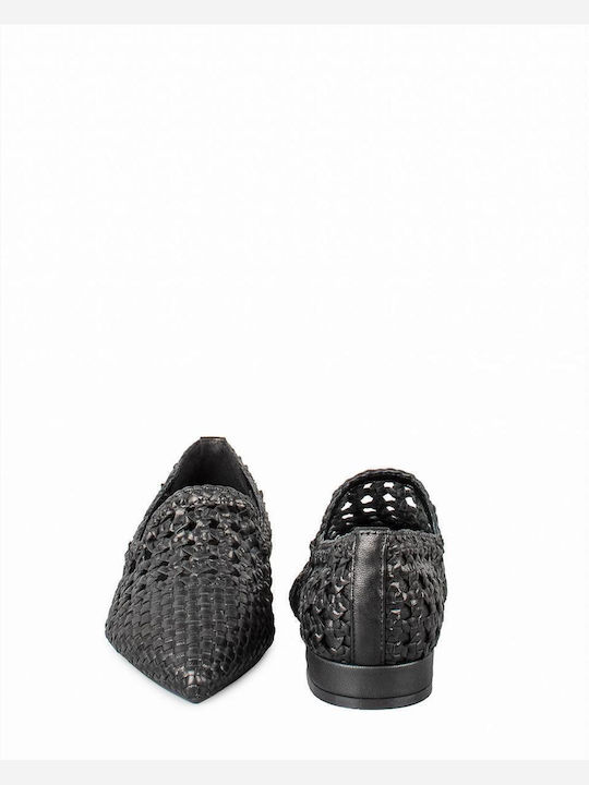 Leather Women's Loafers in Black Color