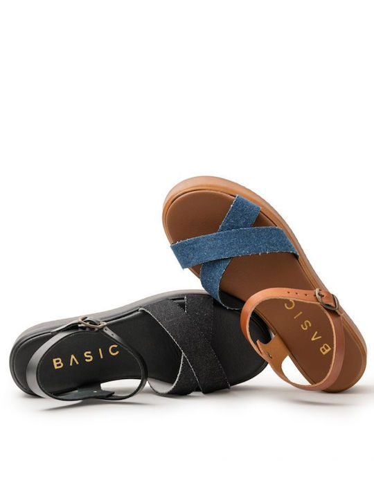 Basic Flatforms Crossover Women's Sandals Blue