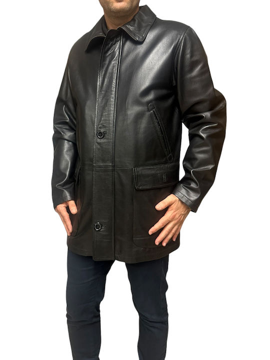 MARKOS LEATHER Herren Jacke Leder Schwarz