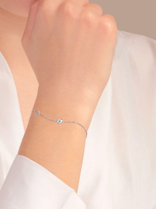 White gold 9k bracelet Eye Cross