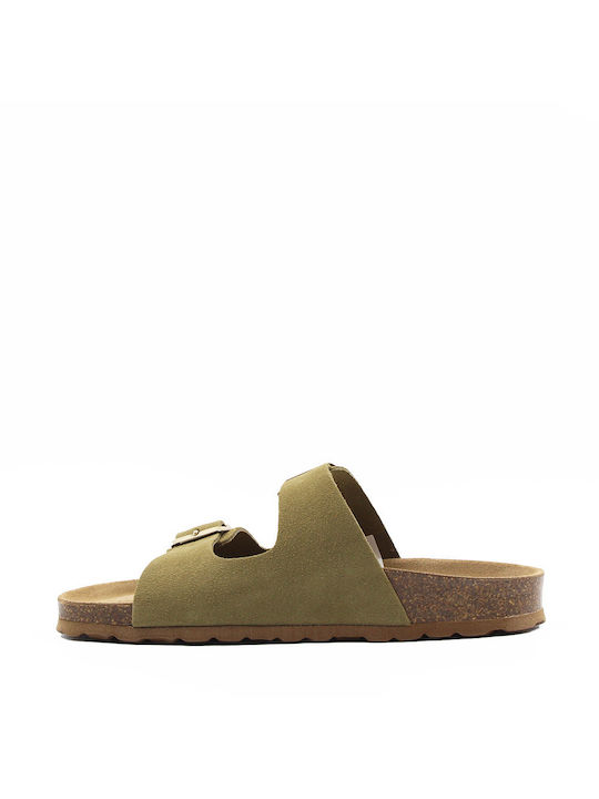 Flivver Leather Women's Flat Sandals Khaki