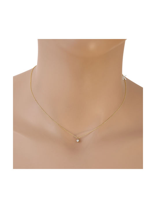 Necklace from Gold Plated Silver with Zircon