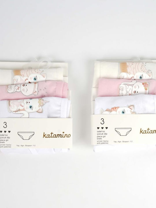 Katamino pack of 3 cotton underwear white pink beige