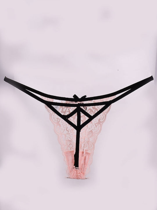 Sexy String mit rosa Spitze Pink