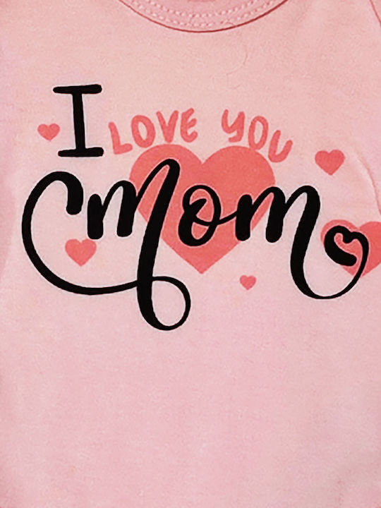 Βρεφικό κορμάκι 'I love you mom' σομόν (3-18 μηνών)