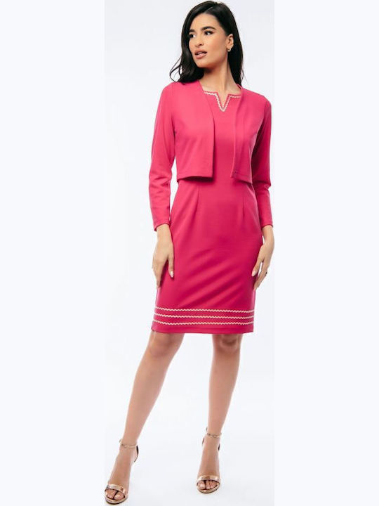 Summer Midi Dress for Wedding - Christening Fuchsia
