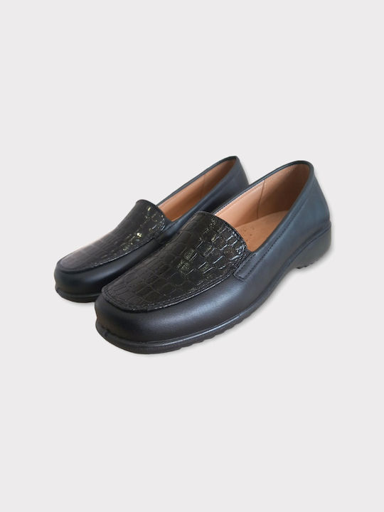 Mocasin negru pentru femei cod 1812