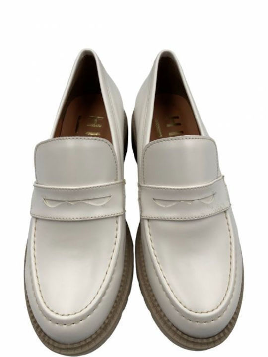 Loafers eco leather with leather bottom - Beige LEATHER