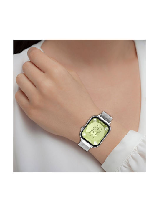 Tech-Protect MILANESEBAND Armband Rostfreier Stahl Silber (Huawei Watch Fit 3 - Huawei Uhr Fit 3)