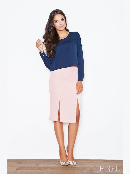 Figl High Waist Skirt in Beige color