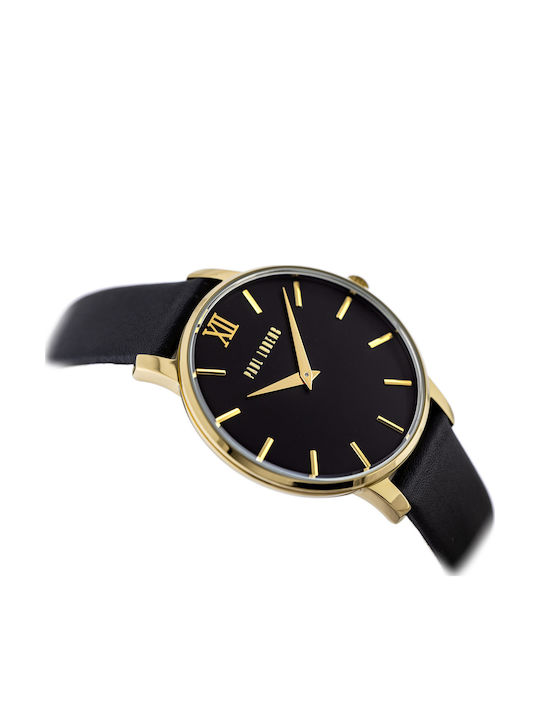 Paul Lorens Women's Watch with Black Leather Strap