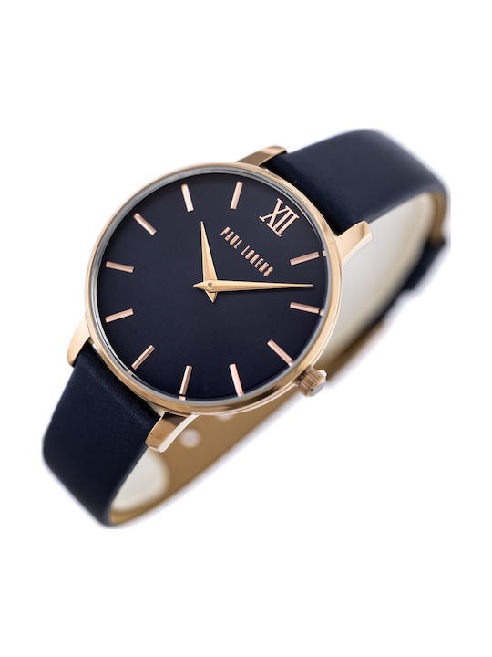 Paul Lorens Γυναικείο Ρολόι 38mm Μπαταρίας με Navy Μπλε Δερμάτινο Λουράκι