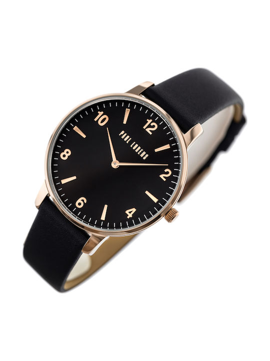 Paul Lorens Women's Watch with Black Leather Strap