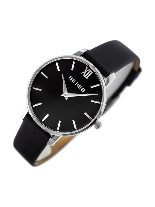 Paul Lorens Women's Watch with Black Leather Strap