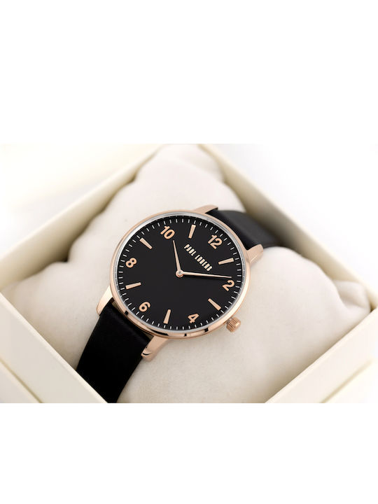 Paul Lorens Women's Watch with Black Leather Strap